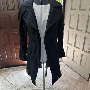 Black Jaeger Trench Coat with crushed texture Size 8
